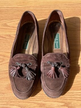 Cole Haan Dark Brown Suede Tassel Loafers - Women's
